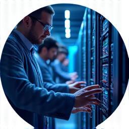 Image representing IT professionals working with servers